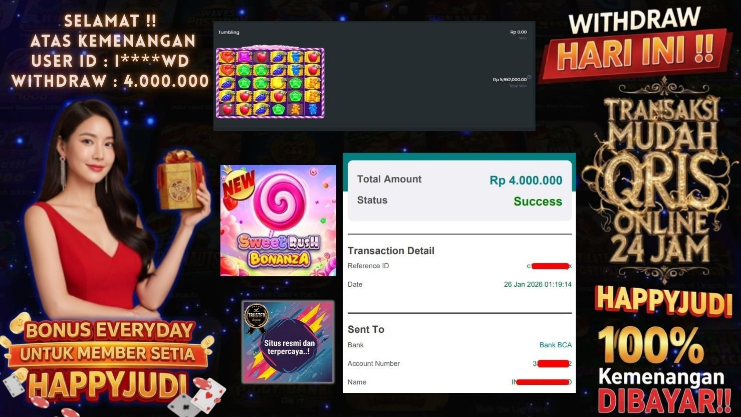 HAPPYJUDI JACKPOT SLOT SWEET RUSH BONANZA